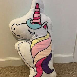 Unicorn Shaped Pillow with Rainbow Mane